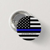 Thin Blue Line en American Flag Police / USA kanto Ronde Button 3,2 Cm (Voorkant /achterkant)