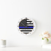Thin Blue Line en American Flag Police / USA kanto Ronde Klok (Huis)
