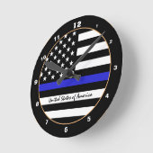 Thin Blue Line en American Flag Police / USA kanto Ronde Klok (Hoek)