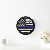 Thin Blue Line en American Flag Police / USA kanto Ronde Klok (Huis)