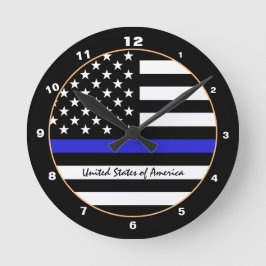Thin Blue Line en American Flag Police / USA kanto Ronde Klok