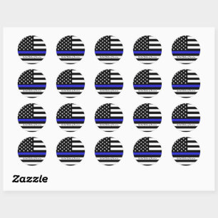 Thin Blue Line en American Flag Police / USA kanto Ronde Sticker