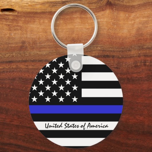 Thin Blue Line en American Flag Police / USA kanto Sleutelhanger (Achterkant)