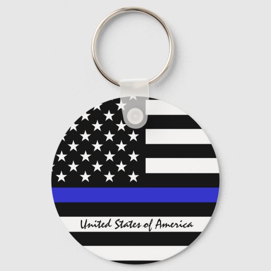 Thin Blue Line en American Flag Police / USA kanto Sleutelhanger (Achterkant)