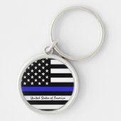 Thin Blue Line en American Flag Police / USA kanto Sleutelhanger (Voorkant)