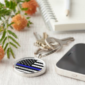 Thin Blue Line en American Flag Police / USA kanto Sleutelhanger (Zijkant)