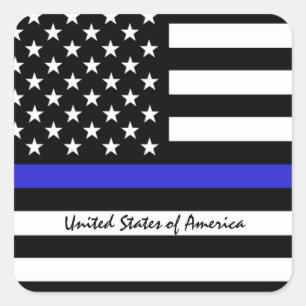Thin Blue Line en American Flag Police / USA kanto Vierkante Sticker