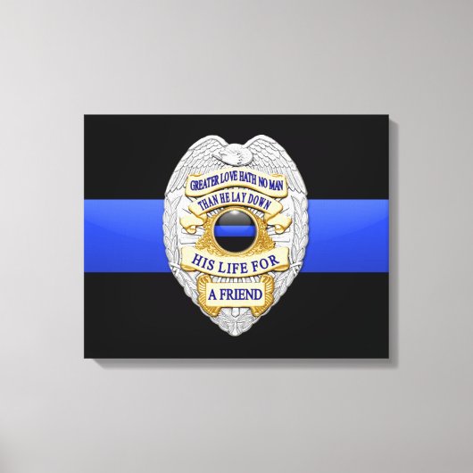 Thin Blue Line en Badge Canvas Afdruk (Voorkant)