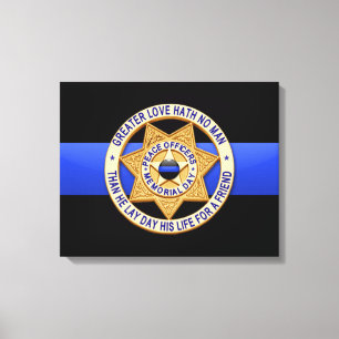 Thin Blue Line en Badge Canvas Afdruk