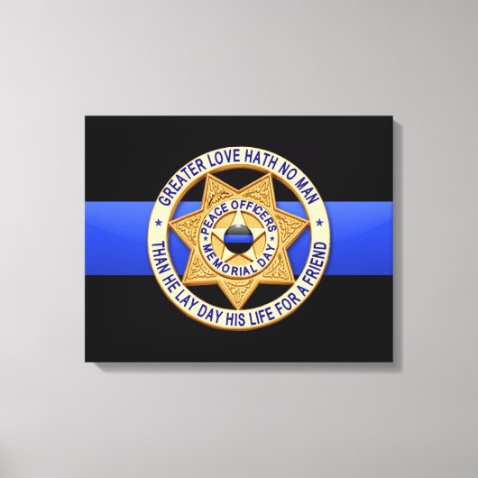 Thin Blue Line en Badge Canvas Afdruk (Voorkant)
