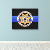 Thin Blue Line en Badge Canvas Afdruk (Insitu (Houten vloer))