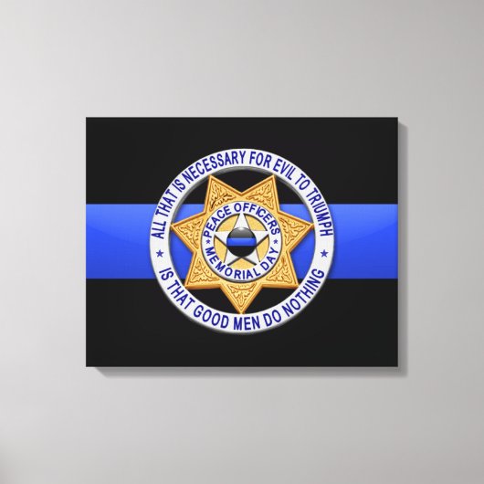 Thin Blue Line en Badge Canvas Afdruk (Voorkant)