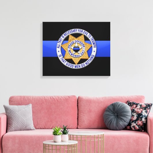 Thin Blue Line en Badge Canvas Afdruk (Insitu (Woonkamer))