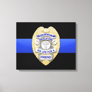 Thin Blue Line en Badge Canvas Afdruk
