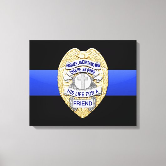 Thin Blue Line en Badge Canvas Afdruk (Voorkant)