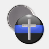 Thin Blue Line en Crystal Cross Magneet (Voorkant / Achterkant)