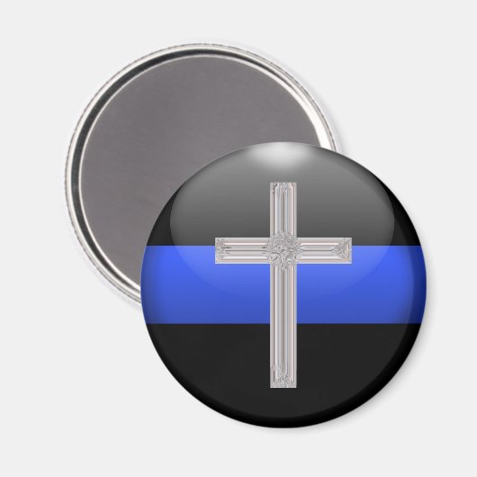 Thin Blue Line en Crystal Cross Magneet (Voorkant / Achterkant)