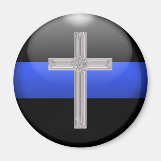 Thin Blue Line en Crystal Cross Magneet (Voorkant)