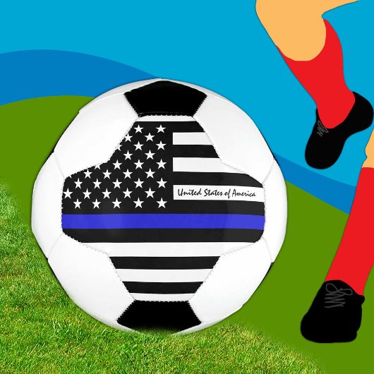 Thin Blue Line en Football USA vlag Voetbal