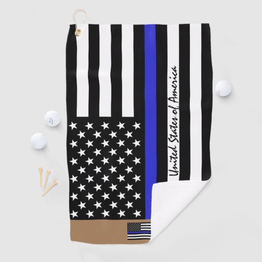 Thin Blue Line en Golf USA flag America/Monogramed Golfhanddoek (Insitu)