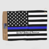 Thin Blue Line en Golf USA flag America/Monogramed Golfhanddoek (Horizontaal)