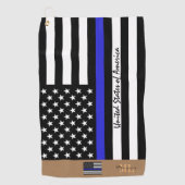 Thin Blue Line en Golf USA flag America/Monogramed Golfhanddoek (Voorkant)