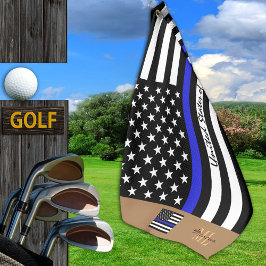 Thin Blue Line en Golf USA flag America/Monogramed Golfhanddoek