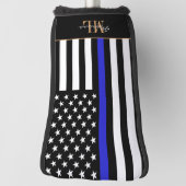 Thin Blue Line en Golf USA vlag / Monogrambs Golfheadcover (Draai 90)