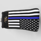 Thin Blue Line en Golf USA vlag / Monogrambs Golfheadcover (Voorkant)
