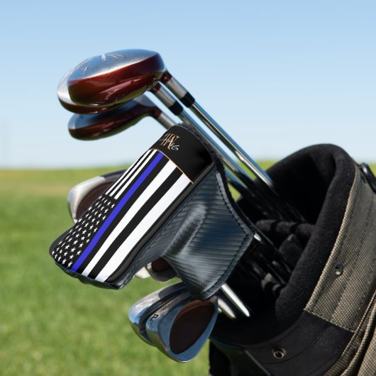 Thin Blue Line en Golf USA vlag / Monogrambs Golfheadcover (Insitu)