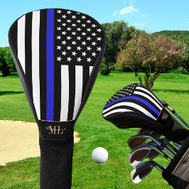 Thin Blue Line en Golf USA vlag / Monogrambs Golfheadcover