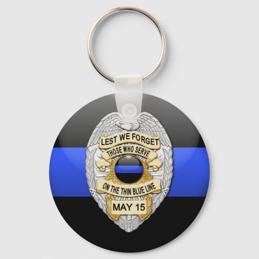 Thin Blue Line en Lest We vergeten Badge Sleutelhanger (Achterkant)