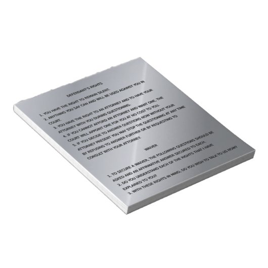 Thin Blue Line en Miranda Rights Warning and Waive Notitieblok (Schuin)