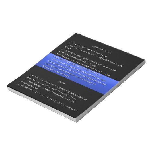 Thin Blue Line en Miranda Rights Warning and Waive Notitieblok (Linkerzijde)