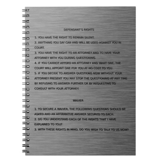 Thin Blue Line en Miranda Rights Warning and Waive Notitieboek (Voorkant)