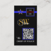 Thin Blue Line en Modern QR Code, Foto / Monogram Visitekaartje (Voorkant)