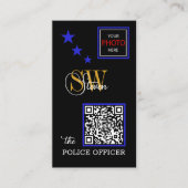 Thin Blue Line en Modern QR Code / Monogramnaam Visitekaartje (Voorkant)