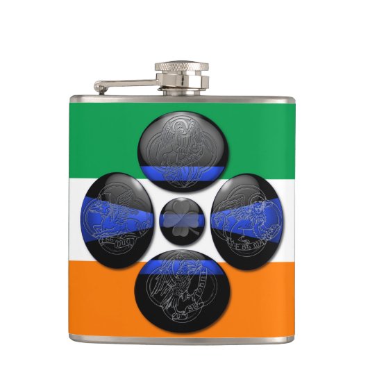 Thin Blue Line en Six Irish Symbols Heupfles (Voorkant)