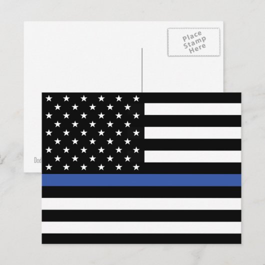 THIN BLUE LINE FLAG BRIEFKAART (Voorkant / Achterkant)