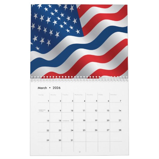 Thin Blue Line Flag Calendar Kalender (Mar 2026)