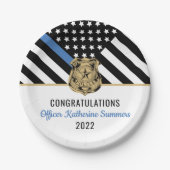 Thin Blue Line Flag Congrates Police Afstuderen Papieren Bordje (Voorkant)