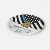 Thin Blue Line Flag Congrates Police Afstuderen Papieren Bordje (Gekanteld)