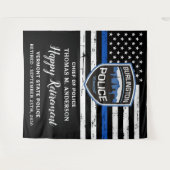 Thin Blue Line Flag Custom Logo Police Retirement Wandkleed (Voorkant (horizontaal))