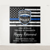 Thin Blue Line Flag Custom Logo Police Retirement Wandkleed (Voorkant)