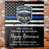 Thin Blue Line Flag Custom Logo Police Retirement Wandkleed