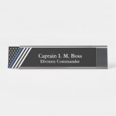 Thin Blue Line Flag Desk Name Bord Bureau Naambordje (Voorkant)