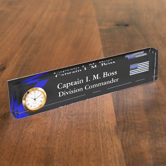 Thin Blue Line Flag Desk Name Bord Naambordje (Zijkant)