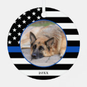 Thin Blue Line Flag Foto K9: Kerstmis van politie Metalen Ornament (Achterkant)