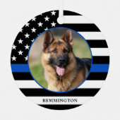 Thin Blue Line Flag Foto K9: Kerstmis van politie Metalen Ornament (Voorkant)