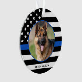 Thin Blue Line Flag Foto K9: Kerstmis van politie Ornament (voorkant)